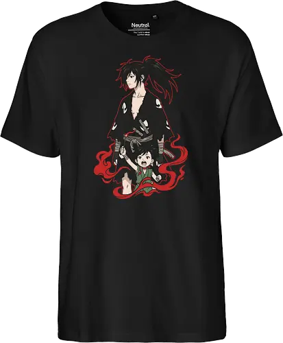 Momo Ayase, Ken (Okarun), & Mecha Blueprint Graphic