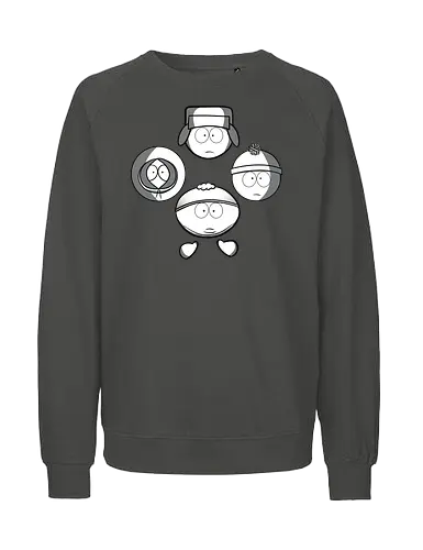Animierte Jungs x Diamant-Formation Rock – Kult-Popkultur-Mashup - Popkultur-Mashup, Geek Kleidung, Rock Shirt, Diamant-Formation, klassischer Rock, alternativer Streetwear, Nerd Shirt, Geek Geschenk, Schwarz-Weiß T-Shirt, animierte Erwachsenenserie, minimalistischer Druck, Kult-Shirt, Queen Rhapsody - Fairtrade Sweatshirt