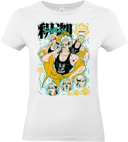 Buddha – Enlightened Warrior - record of ragnarok, buddha ragnarok, anime buddha, enlightened warrior, divine fighter, god vs human, anime battle, manga series, spiritual power, anime art, enlightened one, warrior monk, anime aesthetic, divine battle, shuumatsu no valkyrie - Standard T-Shirt (Frauen)