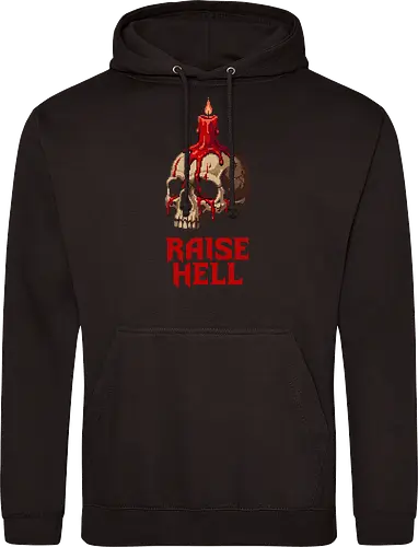 Raise Hell Gothic Skull - Melting Red Candle Pixel Art - raise hell, skull, candle, melting wax, pixel art, 8-bit, gothic, occult, dark art, spooky, horror, heavy metal, rebellious, edgy, macabre, halloween, retro gaming, punk, fantasy, skull art, satanic aesthetic, dark vibes, bones - Standard Hoodie