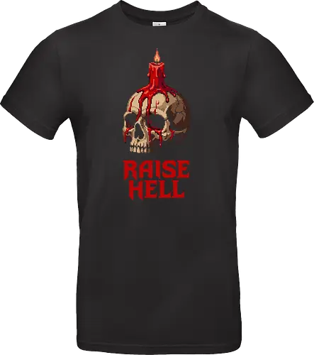 Raise Hell Gothic Skull - Melting Red Candle Pixel Art