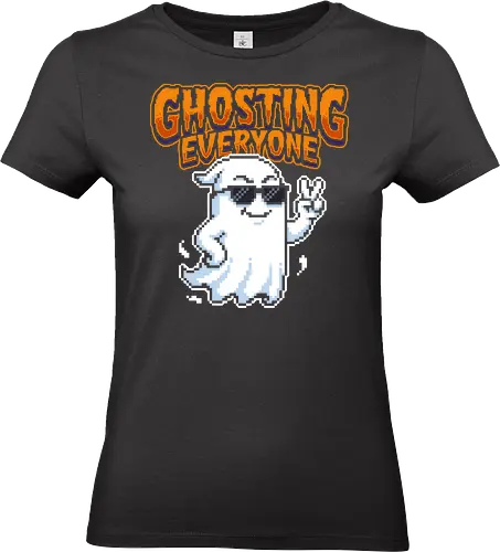 Ghosting Everyone - Cool Pixel Art Ghost Introvert Tee - ghosting everyone, pixel art, 8-bit, funny ghost, introvert, cool ghost, sunglasses, retro gaming, 90s aesthetic, social battery, antisocial, spooky, halloween, gamer gift, sarcastic humor, relatable, social anxiety, waving ghost, glitch art, digital ghost, social burnout, introverts unite, funny ghost shirt - Standard T-Shirt (Frauen)