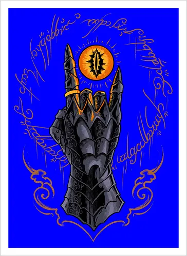 the cursed one - tlotr, hand, metalhead, metalhand, ring, evil, demon, knight, medieval, eyes, movie, legend - Kunstdruck