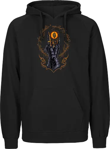 the cursed one - tlotr, hand, metalhead, metalhand, ring, evil, demon, knight, medieval, eyes, movie, legend - Fairtrade Hoodie