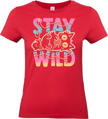 Wrapped in Chaos – Stay Wild - funny cat, cute cat, kitten, yarn, tangled, playful, chaos, silly, troublemaker, bad cat, pastel colors, mischievous, adorable animal, funny - Standard T-Shirt (Frauen)