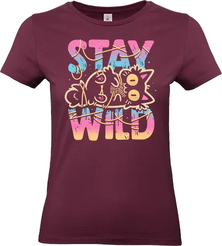 Wrapped in Chaos – Stay Wild - funny cat, cute cat, kitten, yarn, tangled, playful, chaos, silly, troublemaker, bad cat, pastel colors, mischievous, adorable animal, funny - Standard T-Shirt (Frauen)