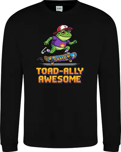 Toad-ally Awesome - Retro Pixel Art Skateboarding Toad Pun