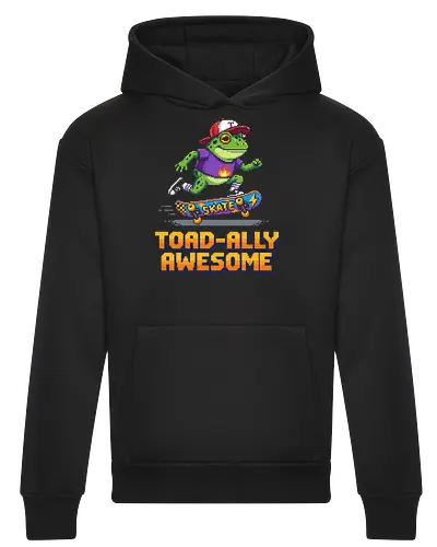Toad-ally Awesome - Retro Pixel Art Skateboarding Toad Pun