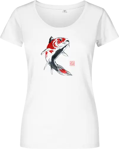red koi - koi, fish, carp, sumie, japan - Damen T-Shirt