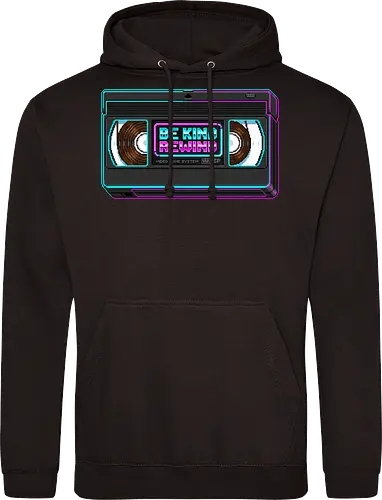 Retro VHS Tape - Be Kind Rewind Neon Pixel Art