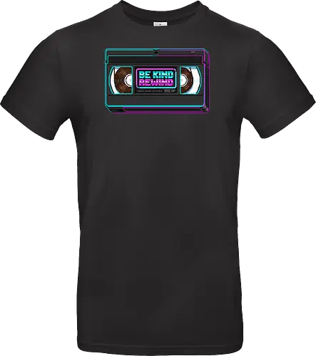Retro VHS Tape - Be Kind Rewind Neon Pixel Art