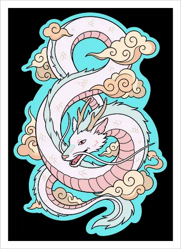  Title: Ethereal Pastel Spirit Dragon & Clouds