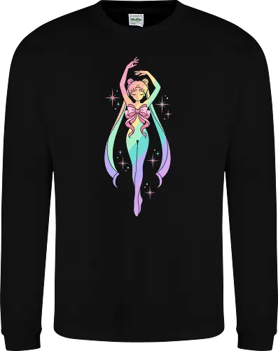 Ethereal Pastel Prism: Rainbow Magical Girl Silhouette