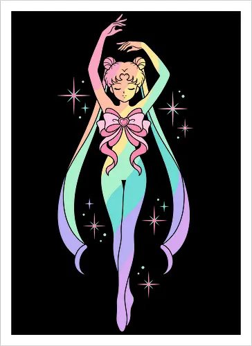 Ethereal Pastel Prism: Rainbow Magical Girl Silhouette