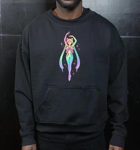 Ethereal Pastel Prism: Rainbow Magical Girl Silhouette