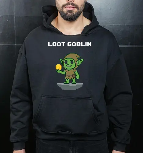 Mischievous Goblin Gold Thief - Retro Pixel Art