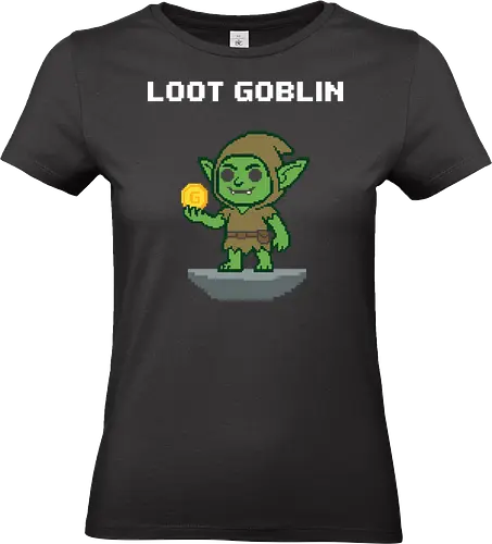 Mischievous Goblin Gold Thief - Retro Pixel Art - goblin, pixel art, 8-bit, retro, fantasy, gold coin, rpg, tabletop gaming, dungeon crawler, monster, creature, vintage gaming, arcade style, treasure, collector, fantasy art, pixelated, indie game, loot, thief, green goblin, gaming, adventurer, mythical, sprite - Standard T-Shirt (Frauen)