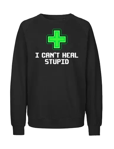 Green Pixel Health Cross - Retro Gamer HP Symbol - health, hp, pixel art, 8-bit, retro, gamer, gaming, heal, cross, plus sign, green, medical, healing, video games, arcade, vintage, minimalist, health pack, medkit, life, regeneration, adventure, gaming gear, retro aesthetic - Fairtrade Sweatshirt