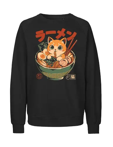 My Ramen Cat - ramen, cat, kawaii, japan, otaku, noodle, cute, funny, anime, food, chill, cozy, aesthetic, streetwear, illustration, geek, asian, vibe, humor, quirky - Fairtrade Sweatshirt