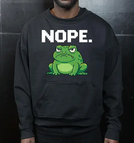 Grumpy Pixel Frog - Angry Retro Toad Art