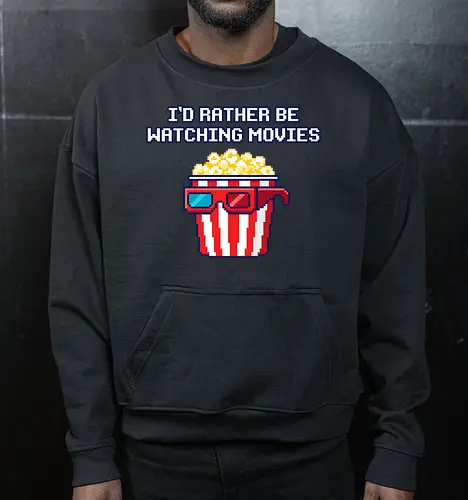 I'd Rather Be Watching Movies - Retro Popcorn Pixel Art