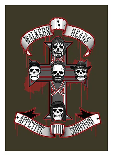 Appetite for Survivor - Zombie Rock Mashup Überlebende Kreuz Schädel Blut