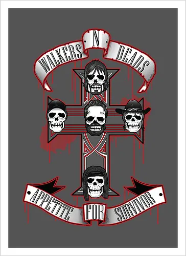 Appetite for Survivor - Zombie Rock Mashup Überlebende Kreuz Schädel Blut