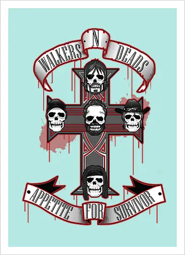 Appetite for Survivor - Zombie Rock Mashup Überlebende Kreuz Schädel Blut