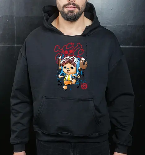 The Pirate Doctor - anime, manga, japan, japanese art, straw hat pirates, sumi e, series tv - Cropped Hoodie