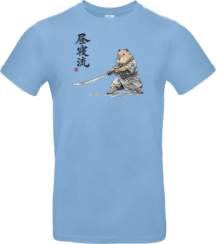 Capybara Samurai Katana Vintage Tuschezeichnung