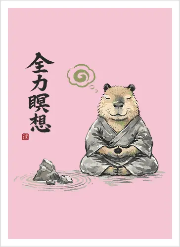 Capybara Zen Meditation Japanische Tuschekunst