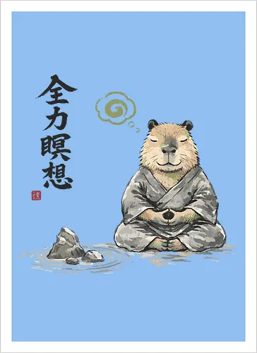 Capybara Zen Meditation Japanische Tuschekunst