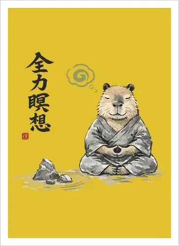 Capybara Zen Meditation Japanische Tuschekunst