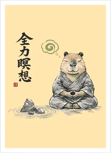 Capybara Zen Meditation Japanische Tuschekunst