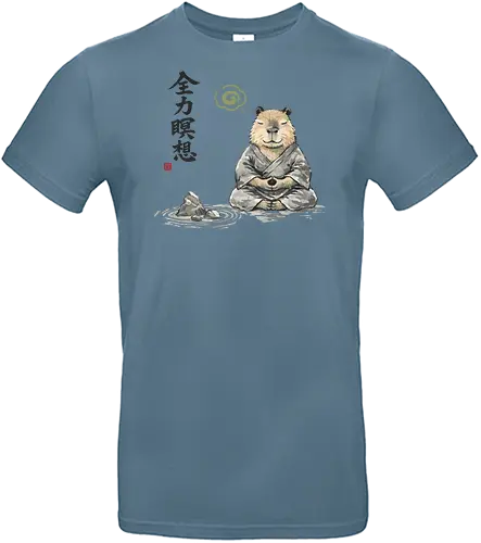 Capybara Zen Meditation Japanische Tuschekunst - capybara meditation, zen capybara, japanische meditation, tier zen kunst, capybara entspannt, sumi-e meditation, japanischer zen, witziges tier, buddhist tier, entspanntes tier, tusche malerei, zen nager, japanische kunst, capybara lustig - Standard T-Shirt
