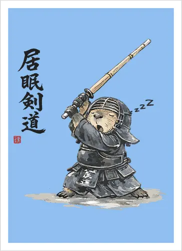 Capybara Kendo Krieger Japanische Tuschekunst