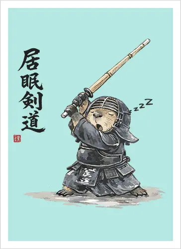 Capybara Kendo Krieger Japanische Tuschekunst