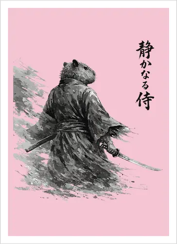 Dunkler Capybara Samurai Japanischer Tuschestil