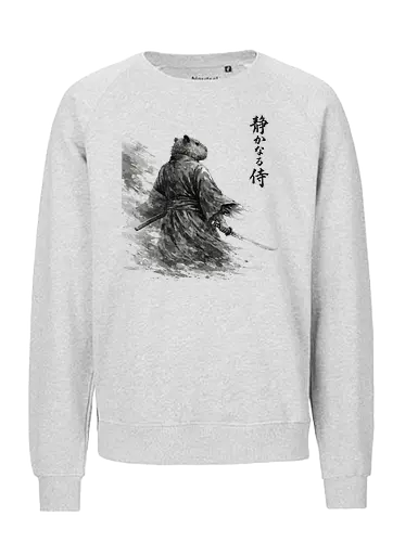 Dunkler Capybara Samurai Japanischer Tuschestil - dunkler capybara, samurai tuschekunst, japanischer krieger, capybara dunkel, sumi-e dunkel, moody japan kunst, capybara silhouette, tusche malerei, dramatischer samurai, nager krieger, vintage tusche, japanisches tier dunkel, capybara kunst, brush painting - Fairtrade Sweatshirt