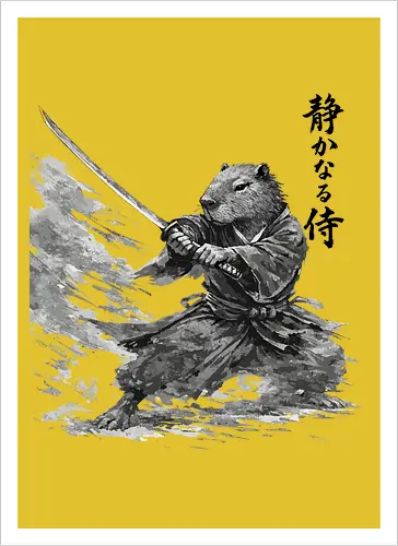 Capybara Samurai Bewegung Dynamische Tuschekunst
