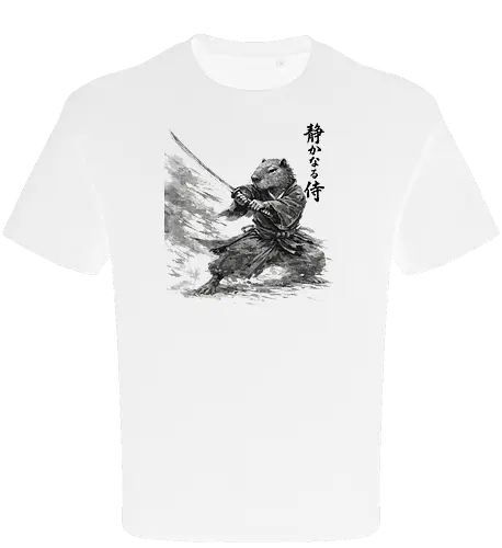 Capybara Samurai Bewegung Dynamische Tuschekunst - capybara dynamisch, samurai bewegung, japanische aktion, tier kämpft, capybara katana, tusche aktion, sumi-e dynamisch, witziger samurai, capybara lustig, nager kämpfer, japanische bewegung, vintage aktion, tier kunst, japan tier - Oversize T-Shirt