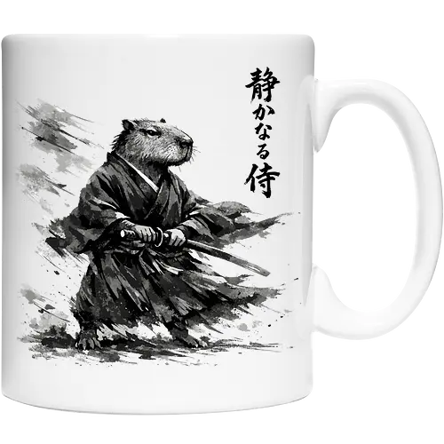Capybara Samurai Rüstung Japanische Tuschekunst - capybara rüstung, samurai rüstung, japanischer kämpfer, tier in rüstung, sumi-e rüstung, capybara gepanzert, vintage krieger, tusche samurai, japanische rüstung, nager samurai, capybara stark, tier krieger, japan krieger kunst, vintage japan - Keramiktasse