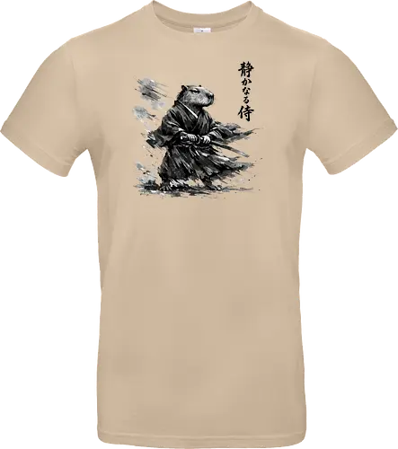 Capybara Samurai Rüstung Japanische Tuschekunst - capybara rüstung, samurai rüstung, japanischer kämpfer, tier in rüstung, sumi-e rüstung, capybara gepanzert, vintage krieger, tusche samurai, japanische rüstung, nager samurai, capybara stark, tier krieger, japan krieger kunst, vintage japan - Standard T-Shirt