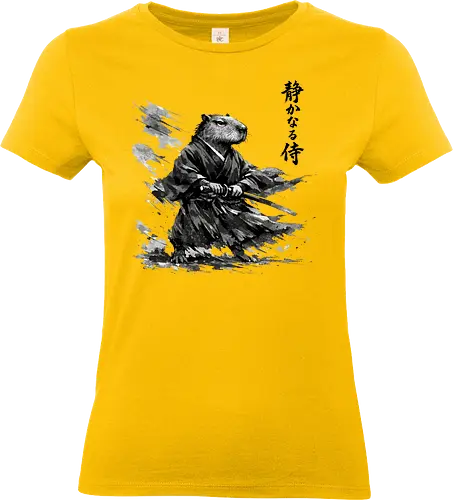 Capybara Samurai Rüstung Japanische Tuschekunst - capybara rüstung, samurai rüstung, japanischer kämpfer, tier in rüstung, sumi-e rüstung, capybara gepanzert, vintage krieger, tusche samurai, japanische rüstung, nager samurai, capybara stark, tier krieger, japan krieger kunst, vintage japan - Standard T-Shirt (Frauen)