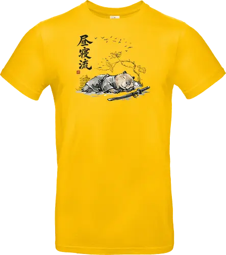 Schlafender Capybara Samurai Zen Tuschezeichnung