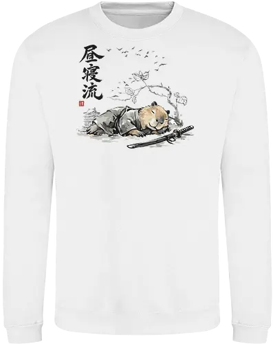 Schlafender Capybara Samurai Zen Tuschezeichnung