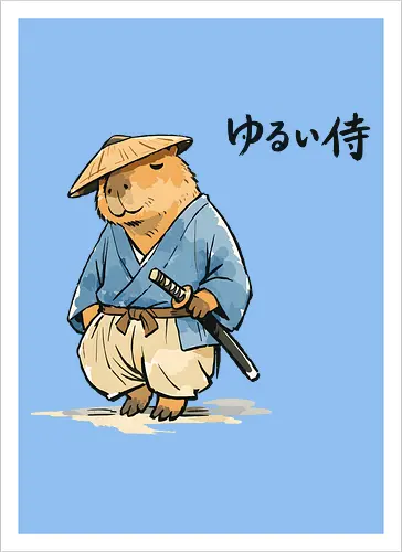 Capybara Zen Mönch Japanische Vintage Tuschekunst