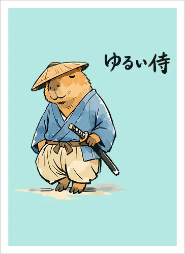 Capybara Zen Mönch Japanische Vintage Tuschekunst