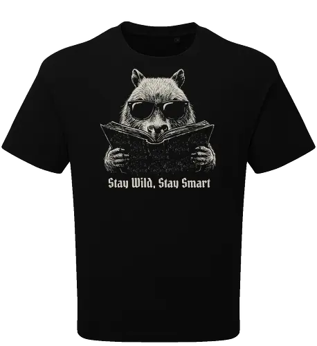 Bleib Wild Bleib Klug — Capybara Liest Buch Coole Dunkle Vintage Illustration