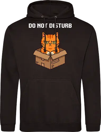 Grumpy Orange Cat in a Fragile Box - Retro Pixel Art